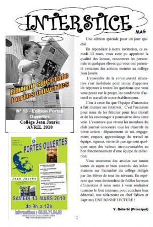 Interstice Mag N°13 - Avant Première portes ouvertes (Mars 2010)
